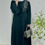 Robe Abaya avec motif diamant - Vert