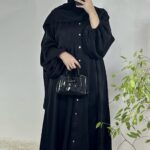 Abaya avec boutons - Noir