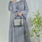Robe Abaya avec motif diamant - Gris