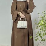 Robe Abaya Perlé - Marron