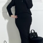 Ensemble jupe et pull Col zip Noir