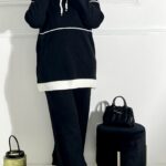 Ensemble pantalon et sweet en Trico Noir