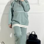 Ensemble pantalon et sweet en Trico Vert clair