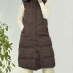 Doudoune demi-manche marron